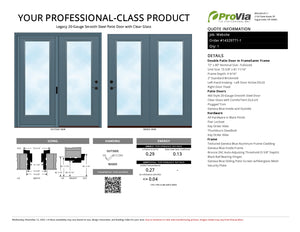 ProVia Legacy Steel 20GA Heavy Duty Patio Double Door Fullsized 72x80 Geneva Blue/Geneva Blue Double Pane Low-E W Argon Gas - Doors and Beyond