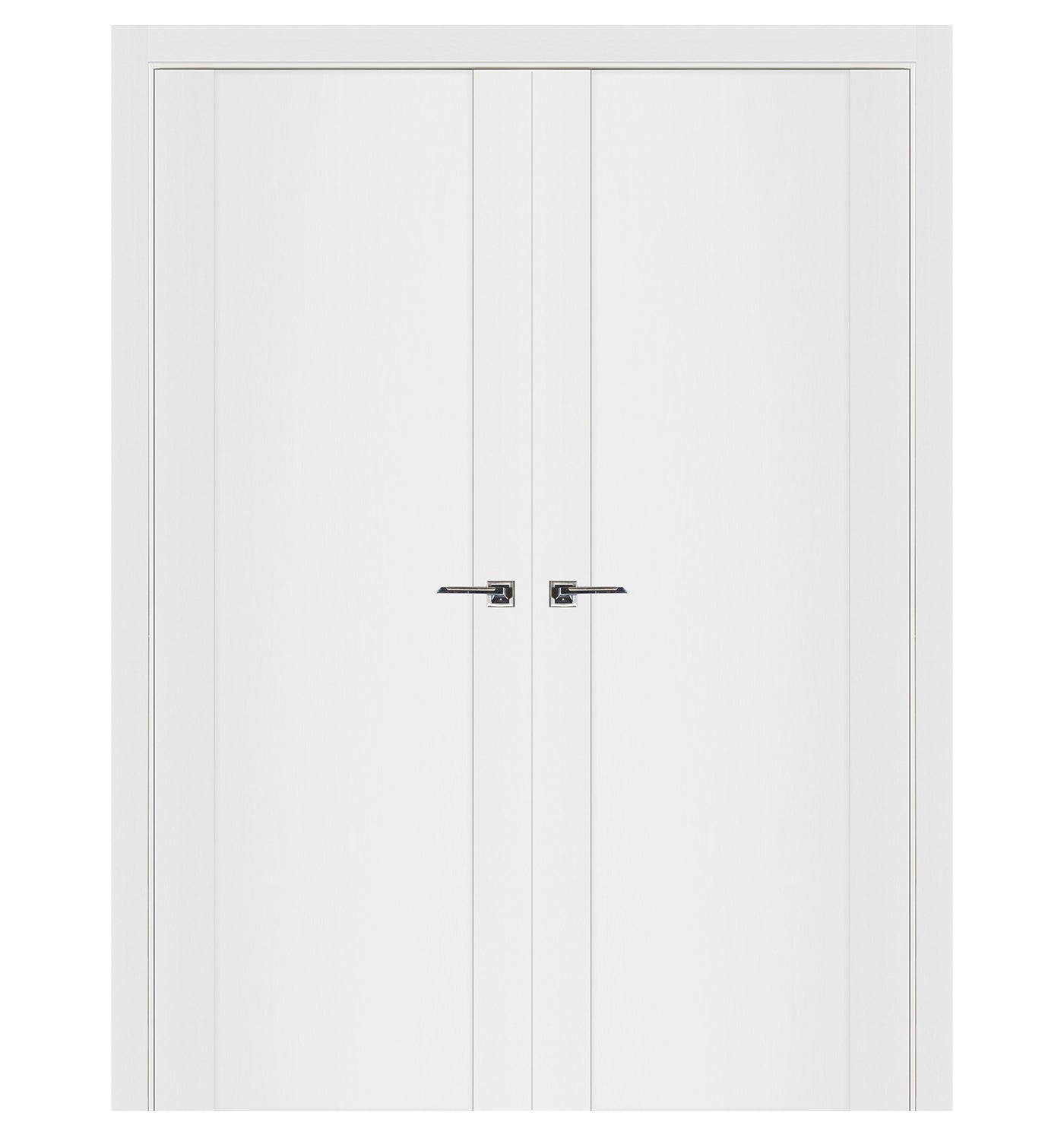 Nova Stile 001 Soft White Laminated Modern Double Pre-Hung Door - Doors and Beyond