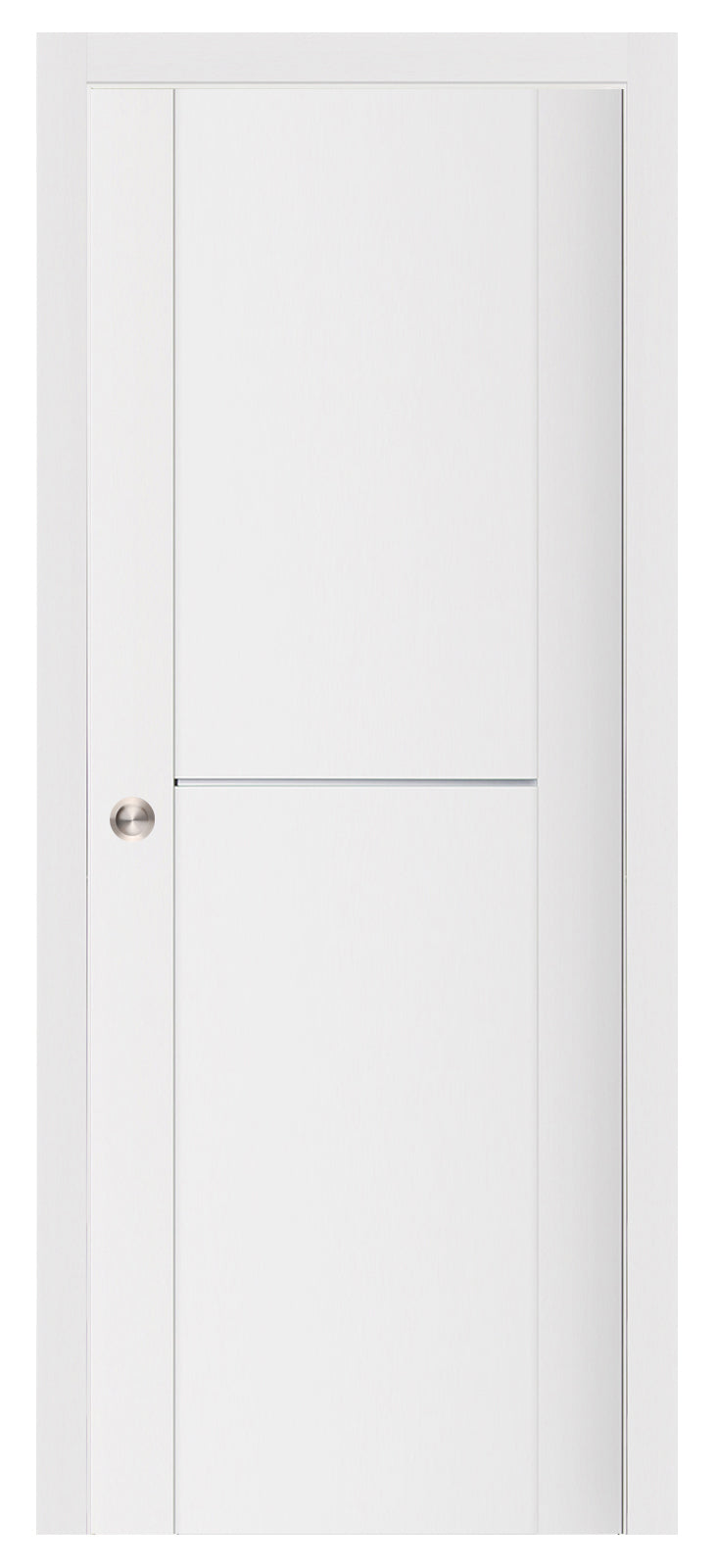 Nova Stile 002 Soft White Laminated Modern Pocket Door - Doors and Beyond