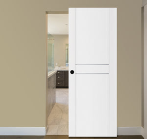 Nova Stile 003 Soft White Laminated Modern Magic Door - Doors and Beyond
