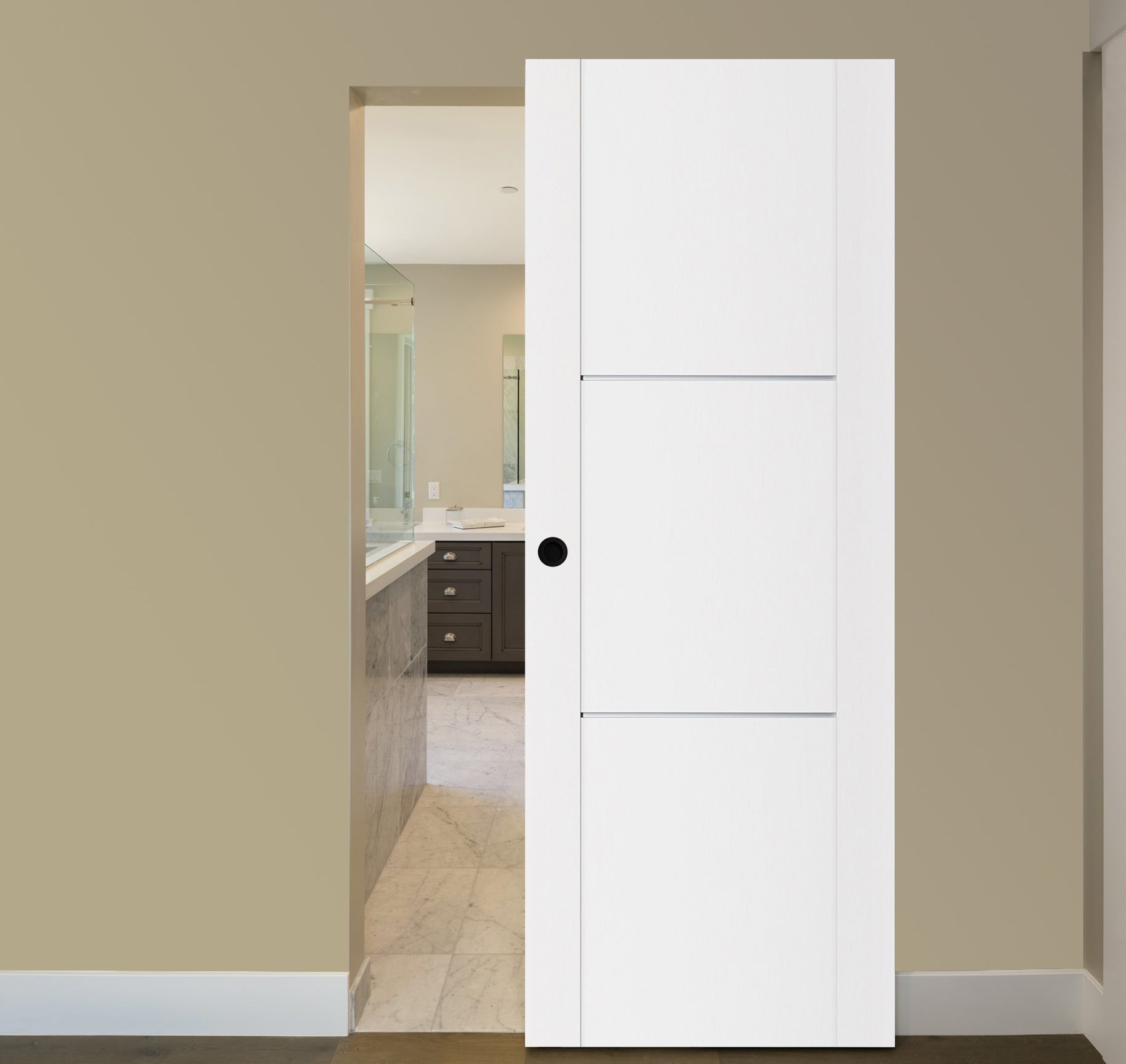 Nova Stile 004 Soft White Laminated Modern Magic Door