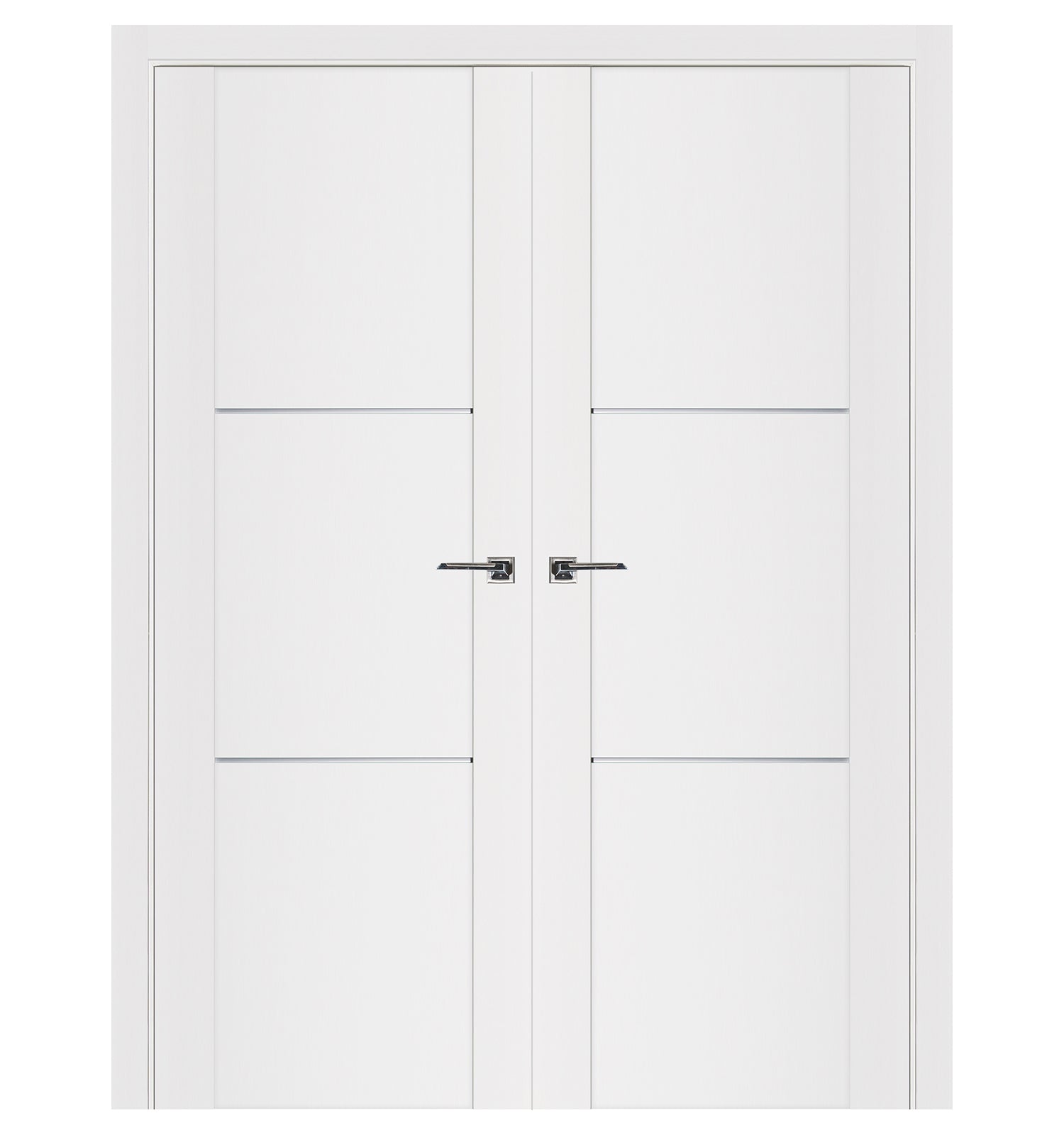 Nova Stile 004 Soft White Laminated Modern Double Pre-Hung Door