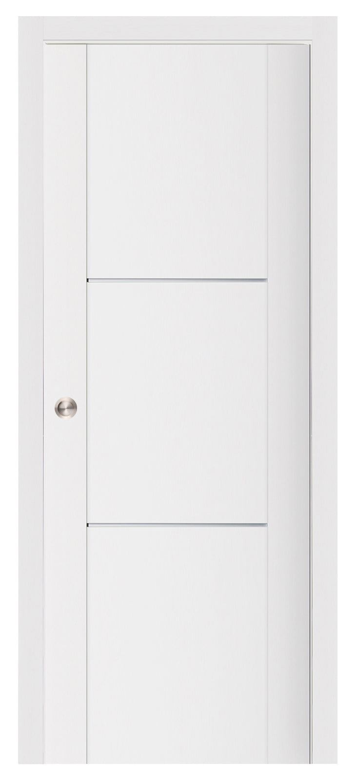 Nova Stile 004 Soft White Laminated Modern Pocket Door - Doors and Beyond