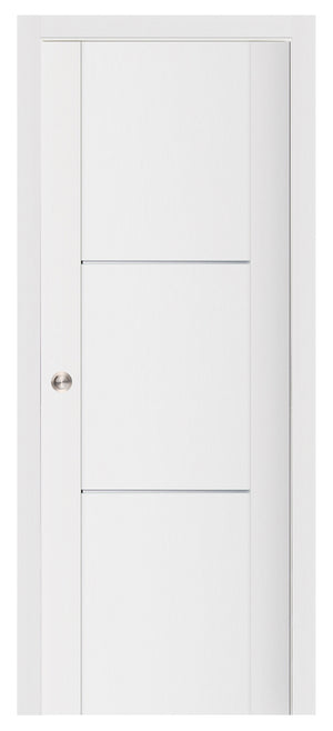 Nova Stile 004 Soft White Laminated Modern Pocket Door - Doors and Beyond