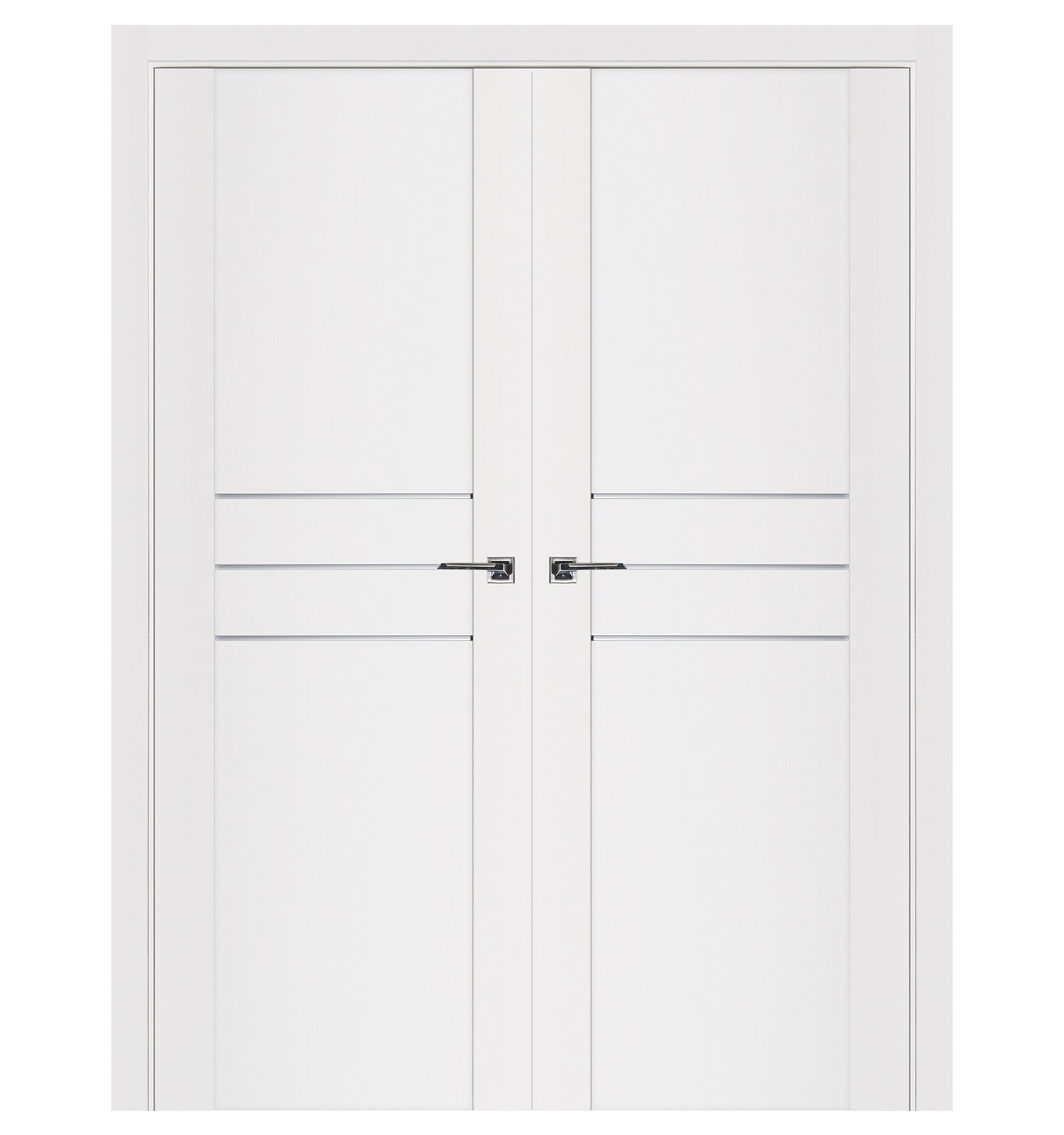 Nova Stile 005 Soft White Laminated Modern Double Pre-Hung Door