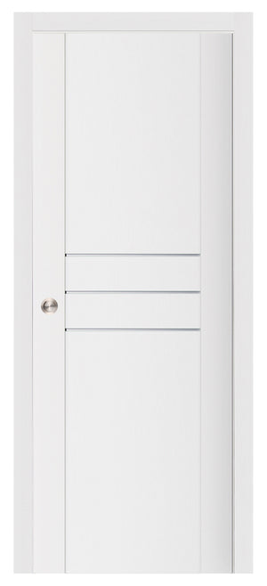 Nova Stile 005 Soft White Laminated Modern Pocket Door - Doors and Beyond
