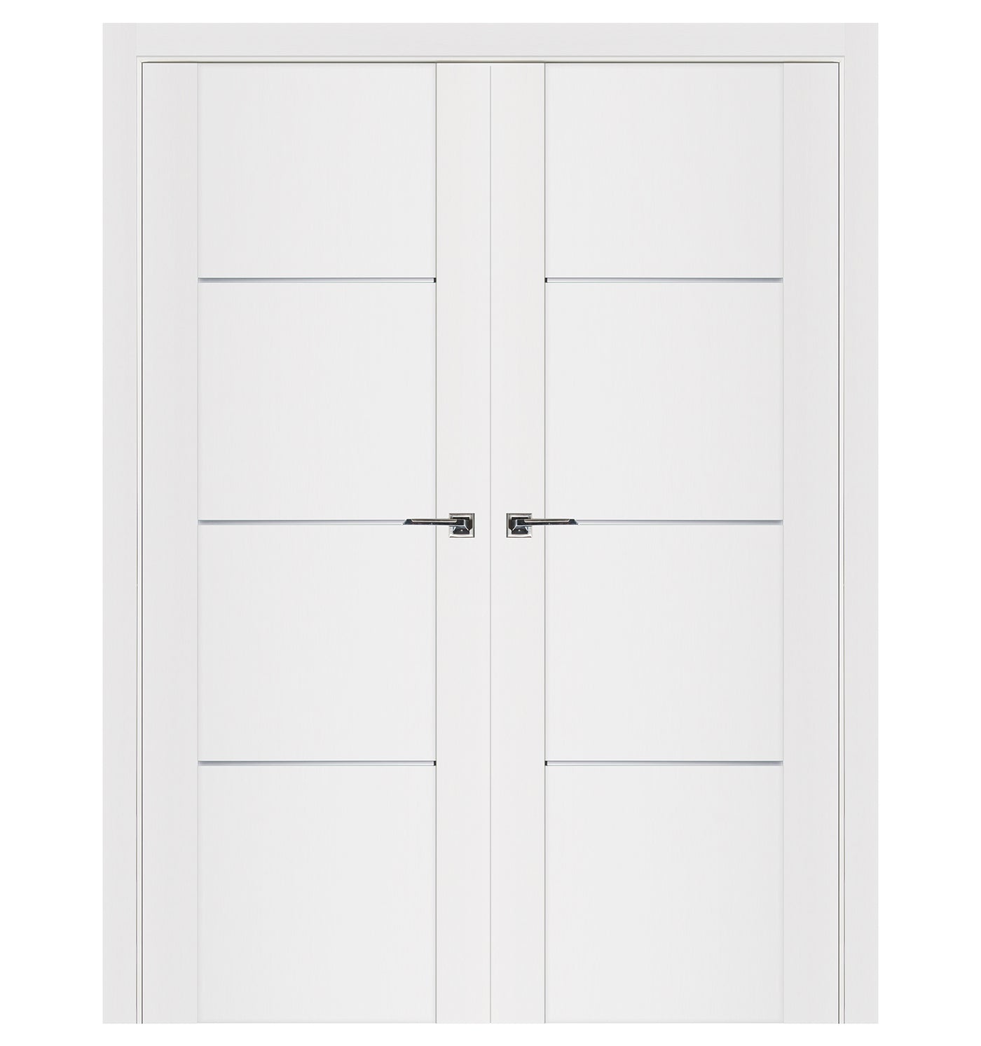 Nova Stile 006 Soft White Laminated Modern Double Pre-Hung Door - Doors and Beyond