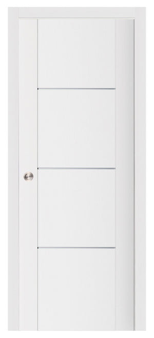 Nova Stile 006 Soft White Laminated Modern Pocket Door - Doors and Beyond