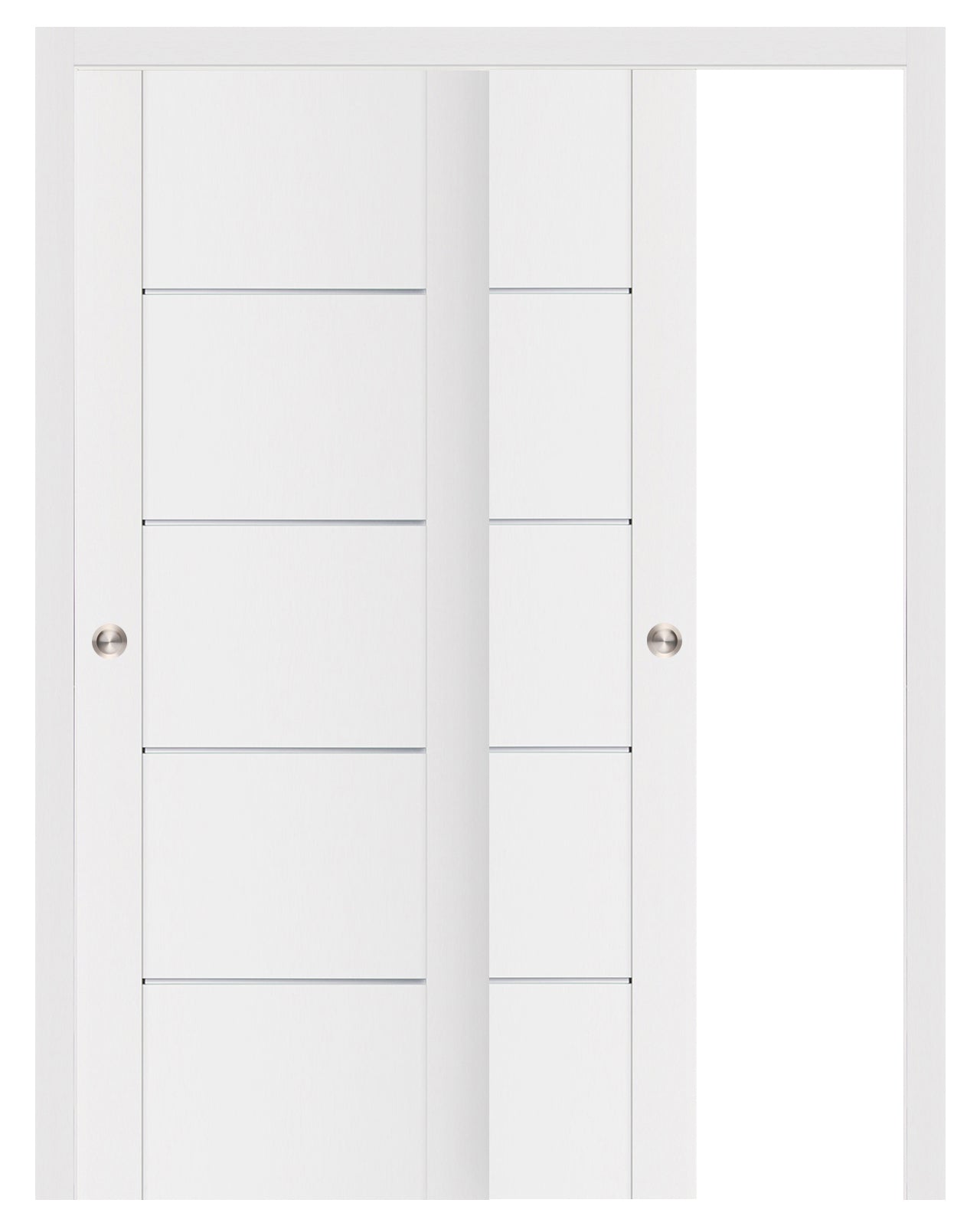 Nova Stile 007 Soft White Laminated Modern Bypass Door - Doors and Beyond