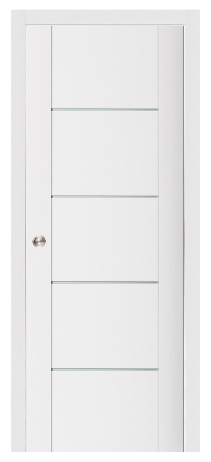 Nova Stile 007 Soft White Laminated Modern Pocket Door - Doors and Beyond