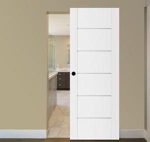 Nova Stile 008 Soft White Laminated Modern Magic Door - Doors and Beyond