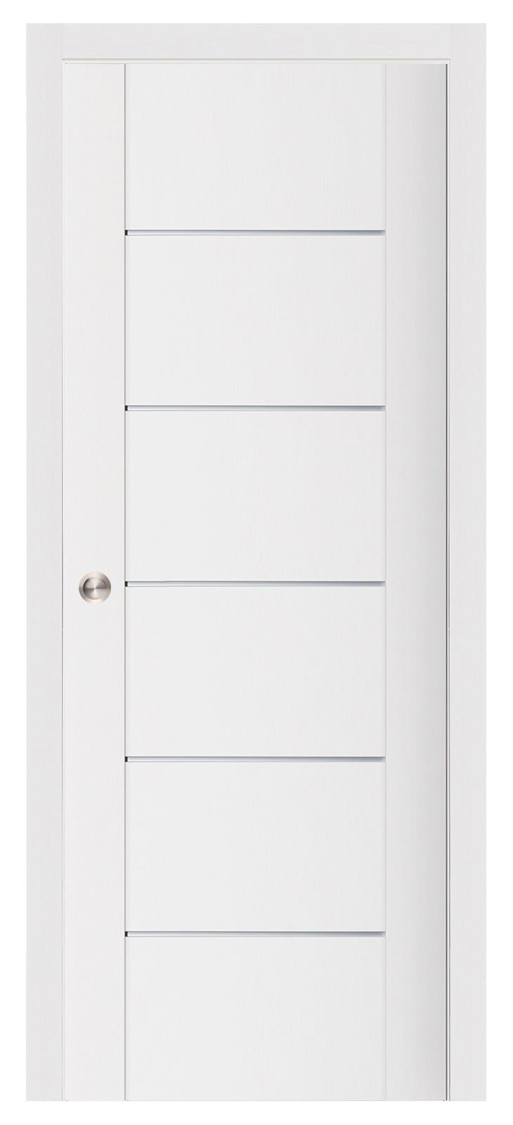 Nova Stile 008 Soft White Laminated Modern Pocket Door - Doors and Beyond