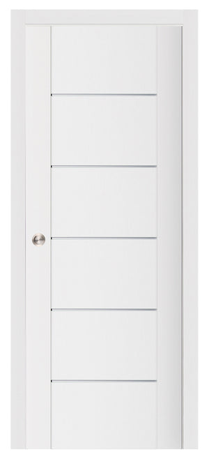 Nova Stile 008 Soft White Laminated Modern Pocket Door - Doors and Beyond