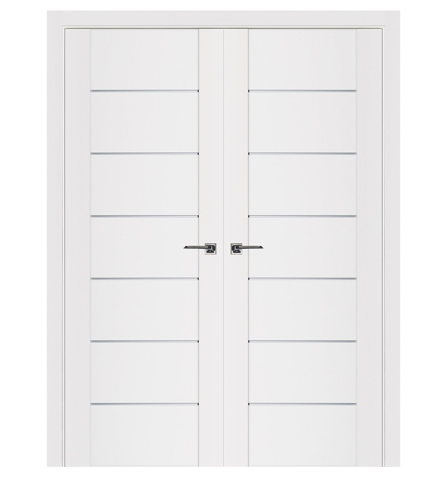 Nova Stile 009 Soft White Laminated Modern Double Pre-Hung Door
