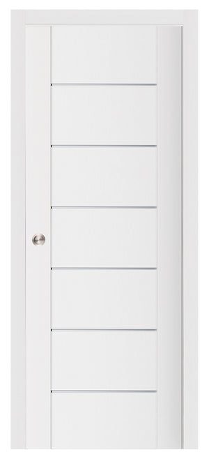 Nova Stile 009 Soft White Laminated Modern Pocket Door - Doors and Beyond