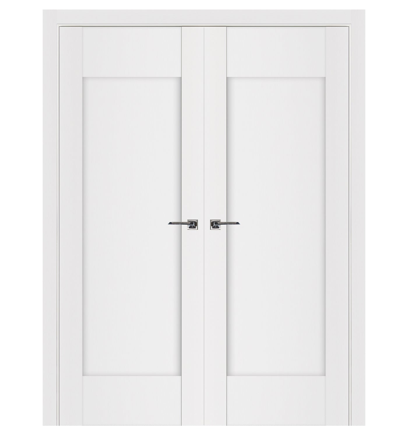 Nova Stile 012 Soft White Laminated Modern Double Pre-Hung Door - Doors and Beyond