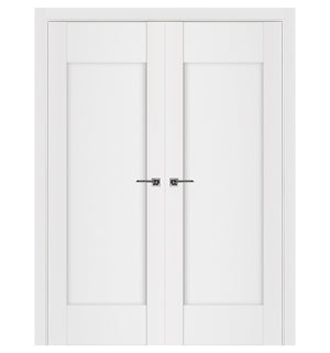 Nova Stile 012 Soft White Laminated Modern Double Pre-Hung Door - Doors and Beyond