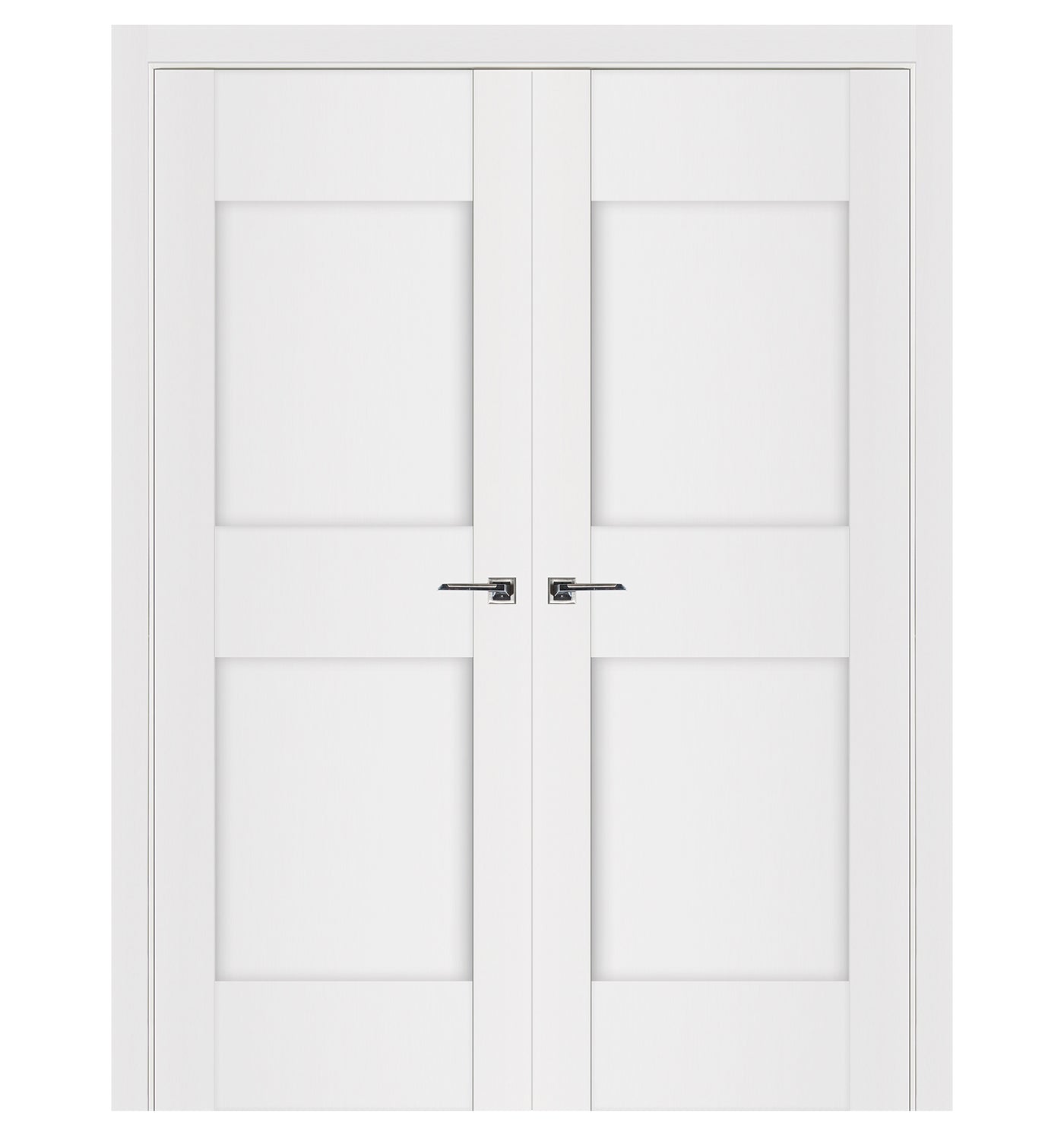 Nova Stile 013 Soft White Laminated Modern Double Pre-Hung Door - Doors and Beyond