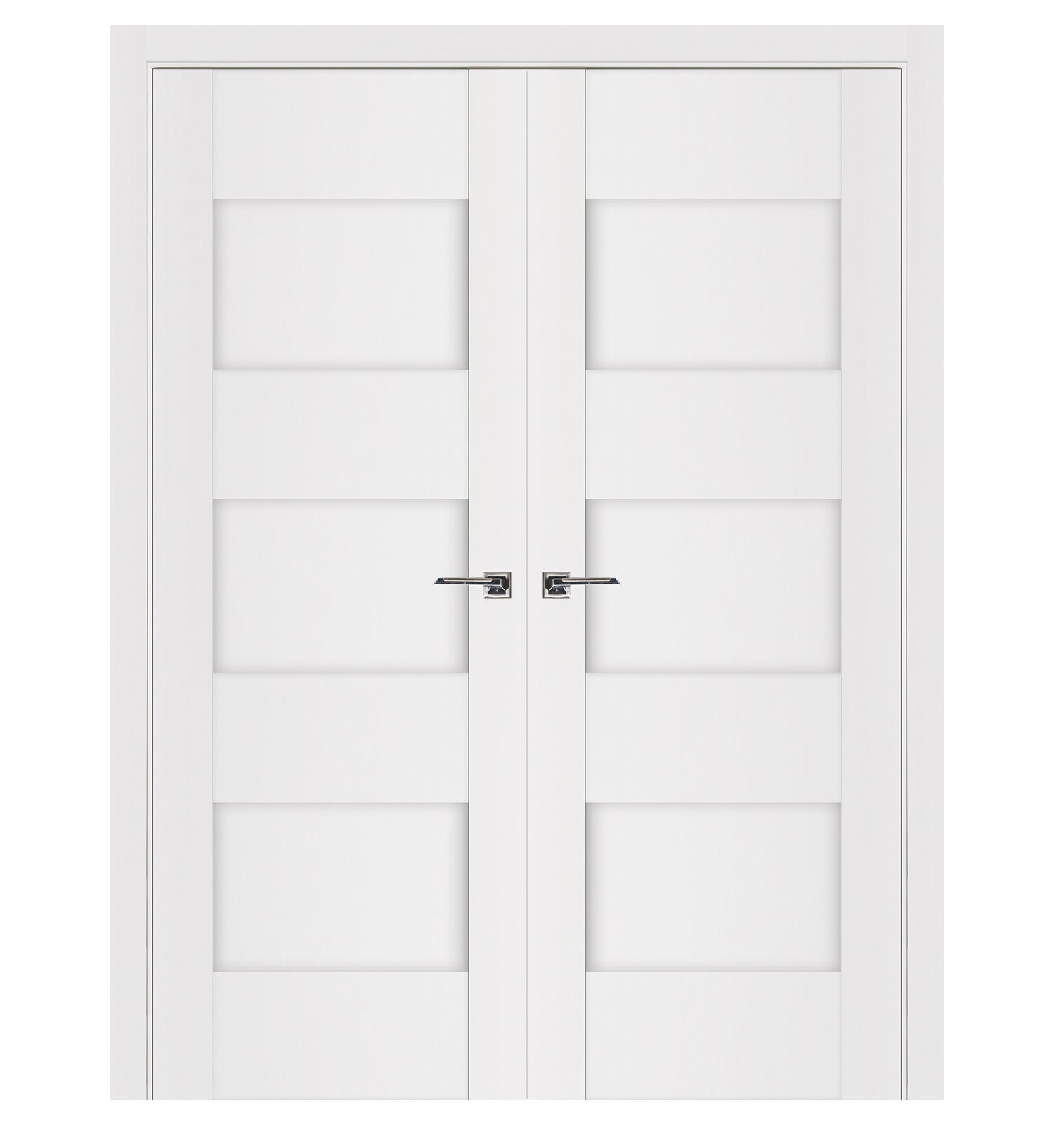 Nova Stile 015 Soft White Laminated Modern Double Pre-Hung Door