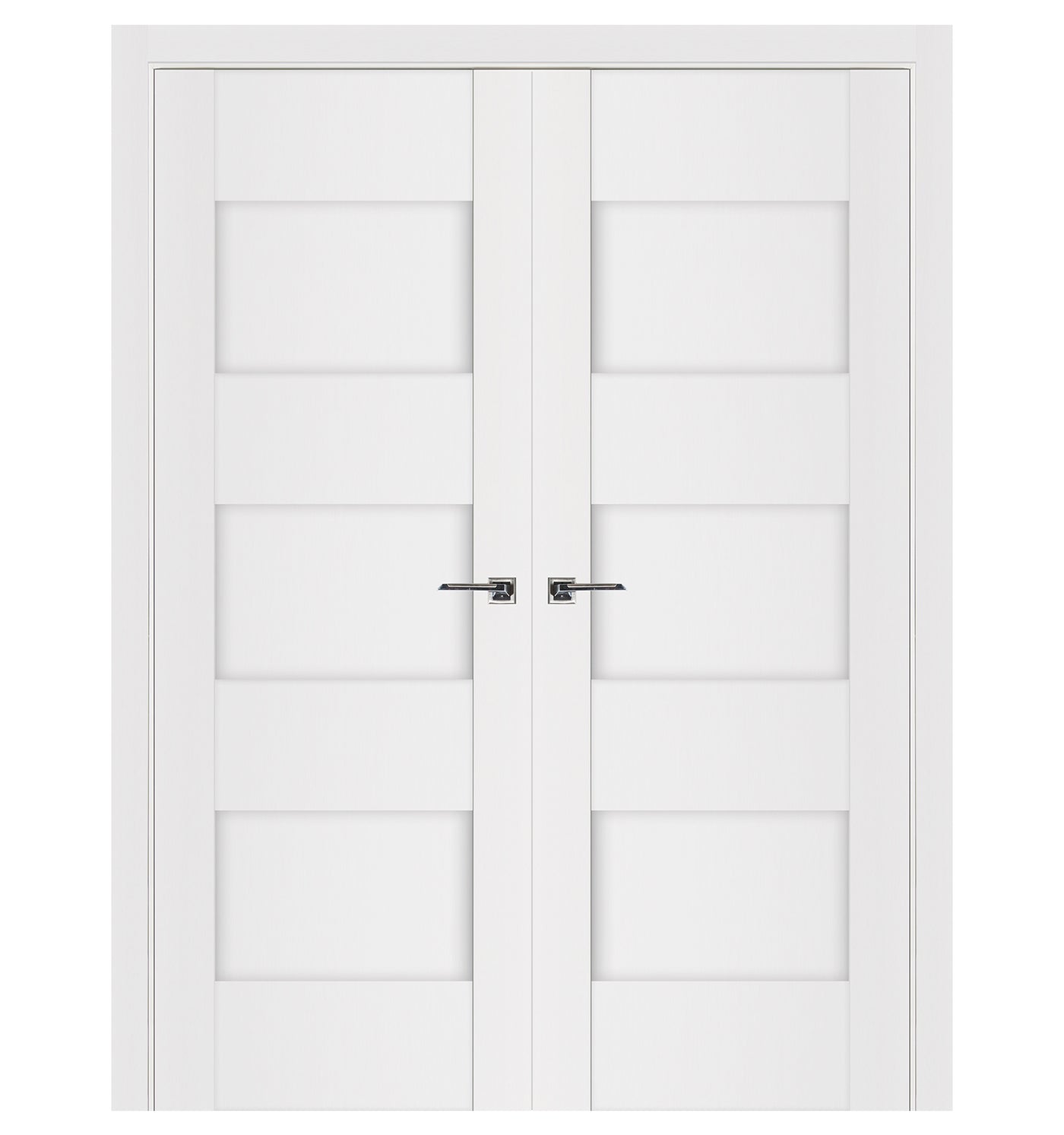 Nova Stile 015 Soft White Laminated Modern Double Pre-Hung Door - Doors and Beyond