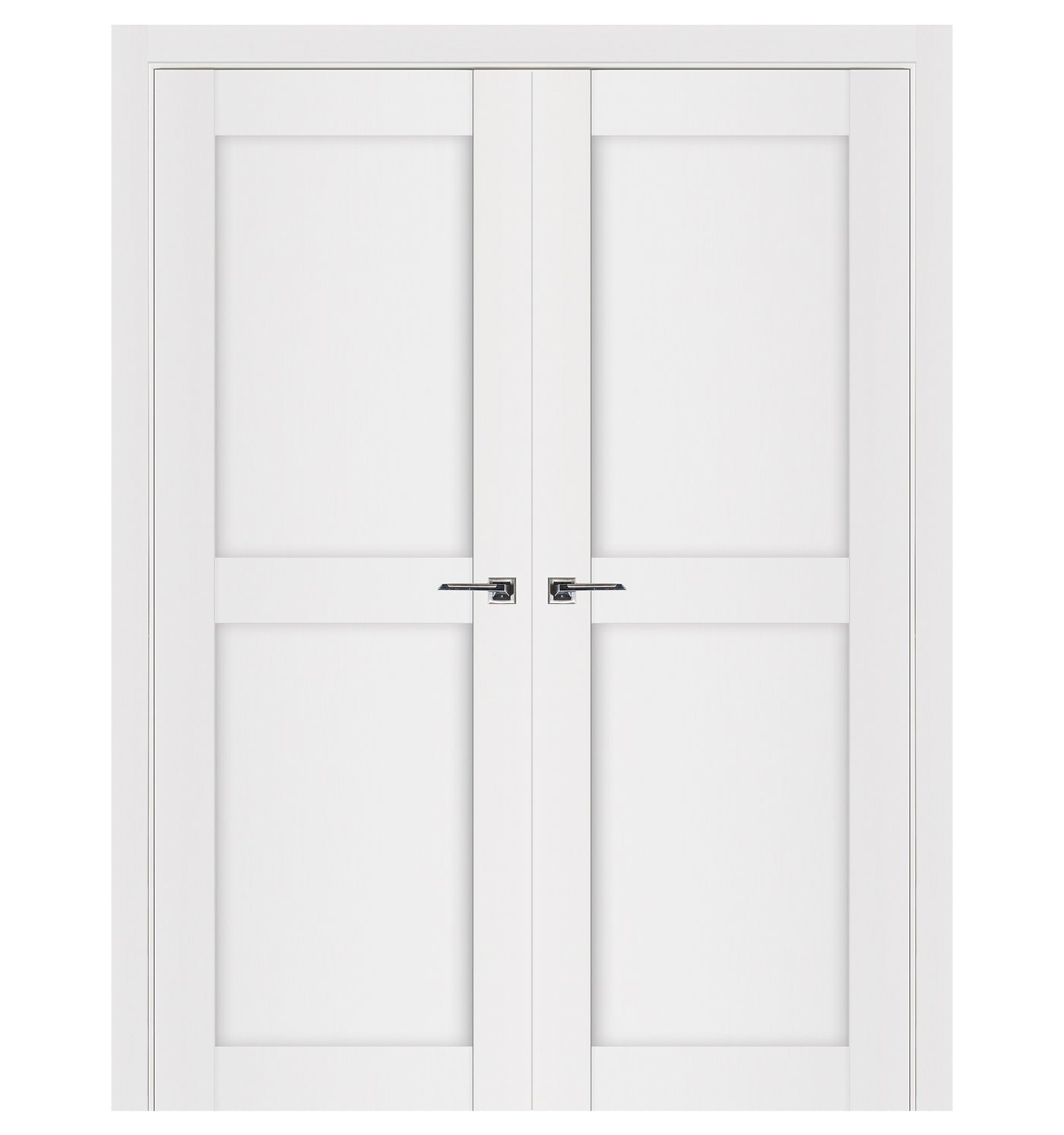 Nova Stile 020 Soft White Laminated Modern Double Pre-Hung Door - Doors and Beyond