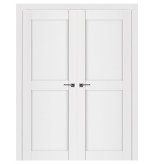 Nova Stile 020 Soft White Laminated Modern Double Pre-Hung Door - Doors and Beyond