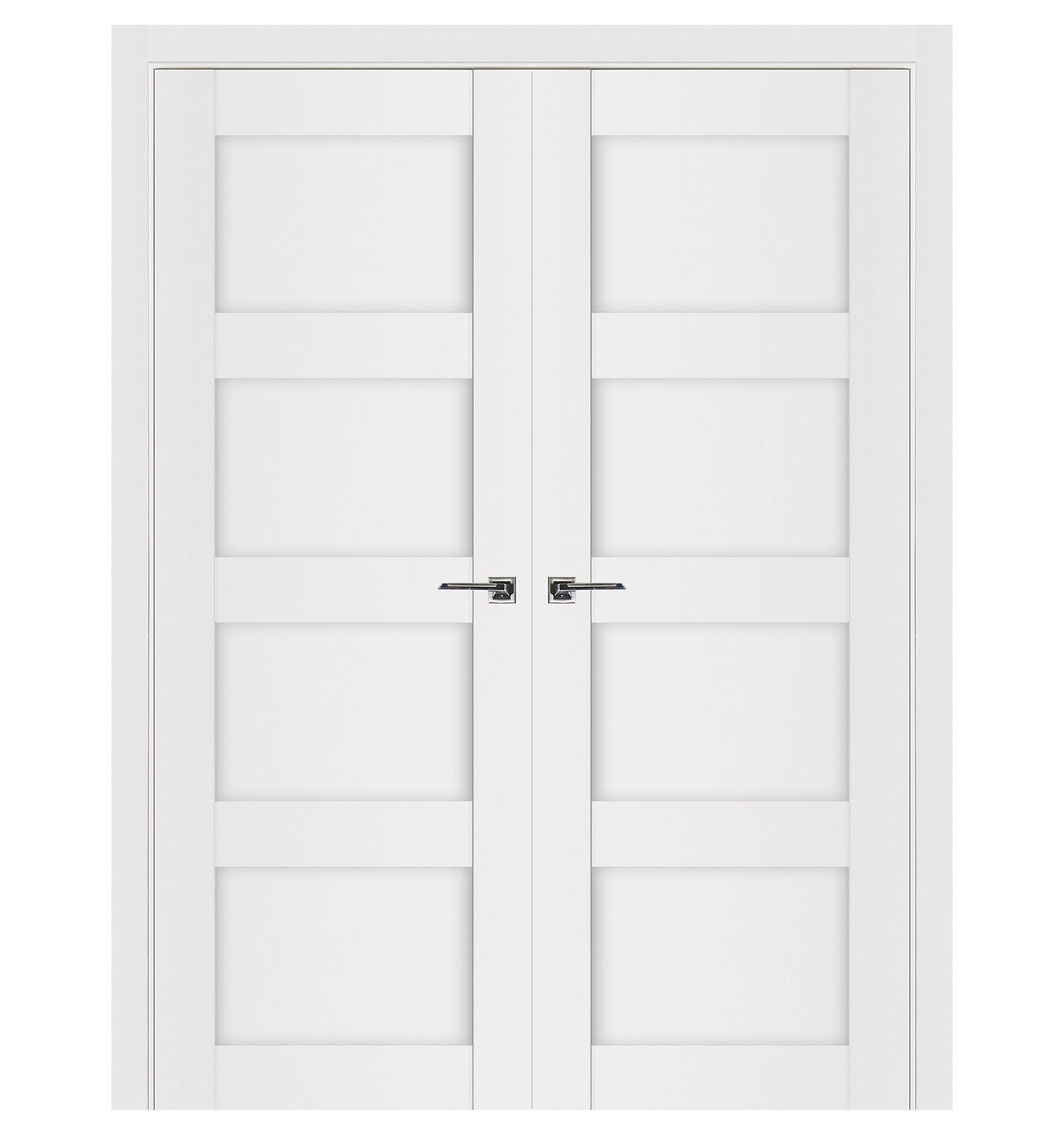 Nova Stile 021 Soft White Laminated Modern Double Pre-Hung Door - Doors and Beyond