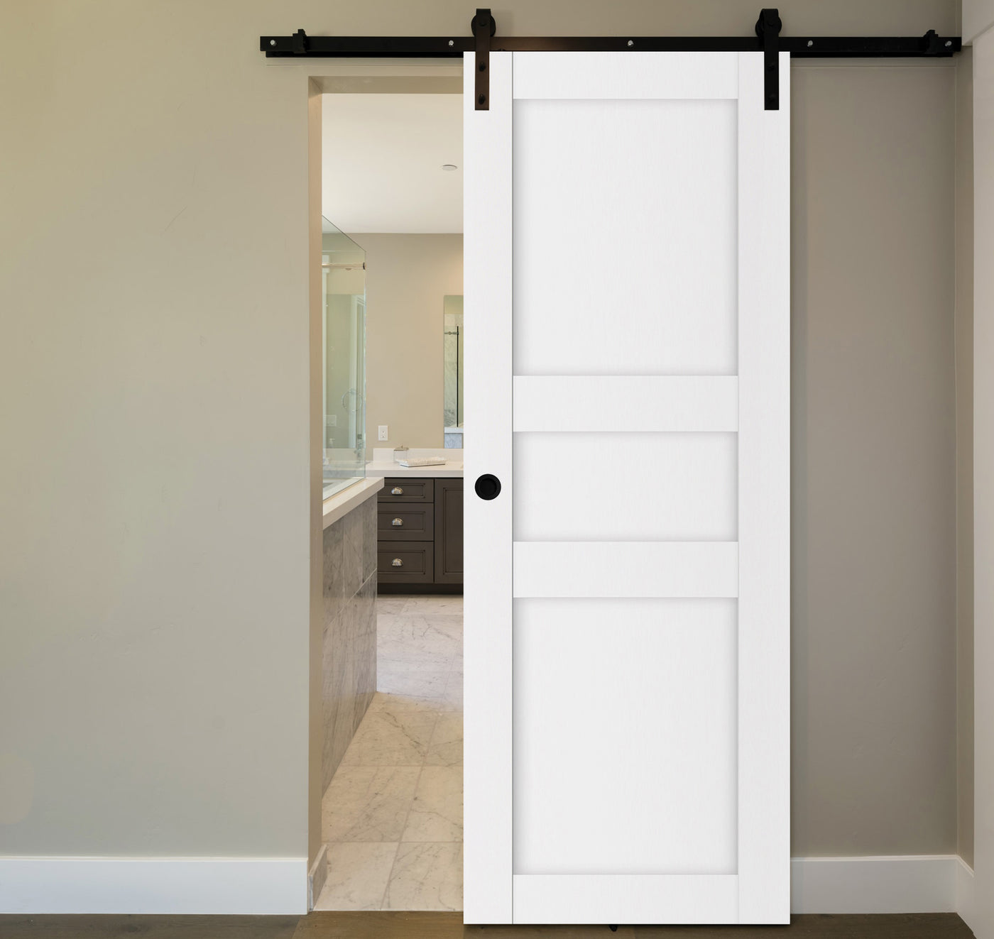 Nova Stile 029 Soft White Laminated Modern Barn Door - Doors and Beyond