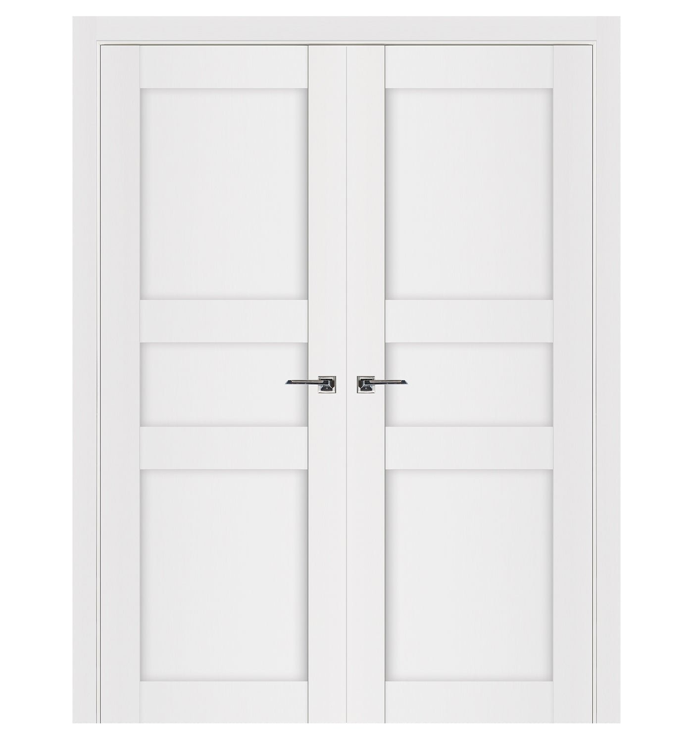 Nova Stile 029 Soft White Laminated Modern Double Pre-Hung Door - Doors and Beyond