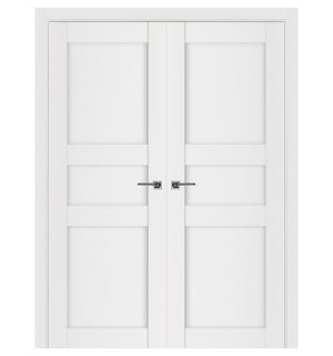 Nova Stile 029 Soft White Laminated Modern Double Pre-Hung Door - Doors and Beyond
