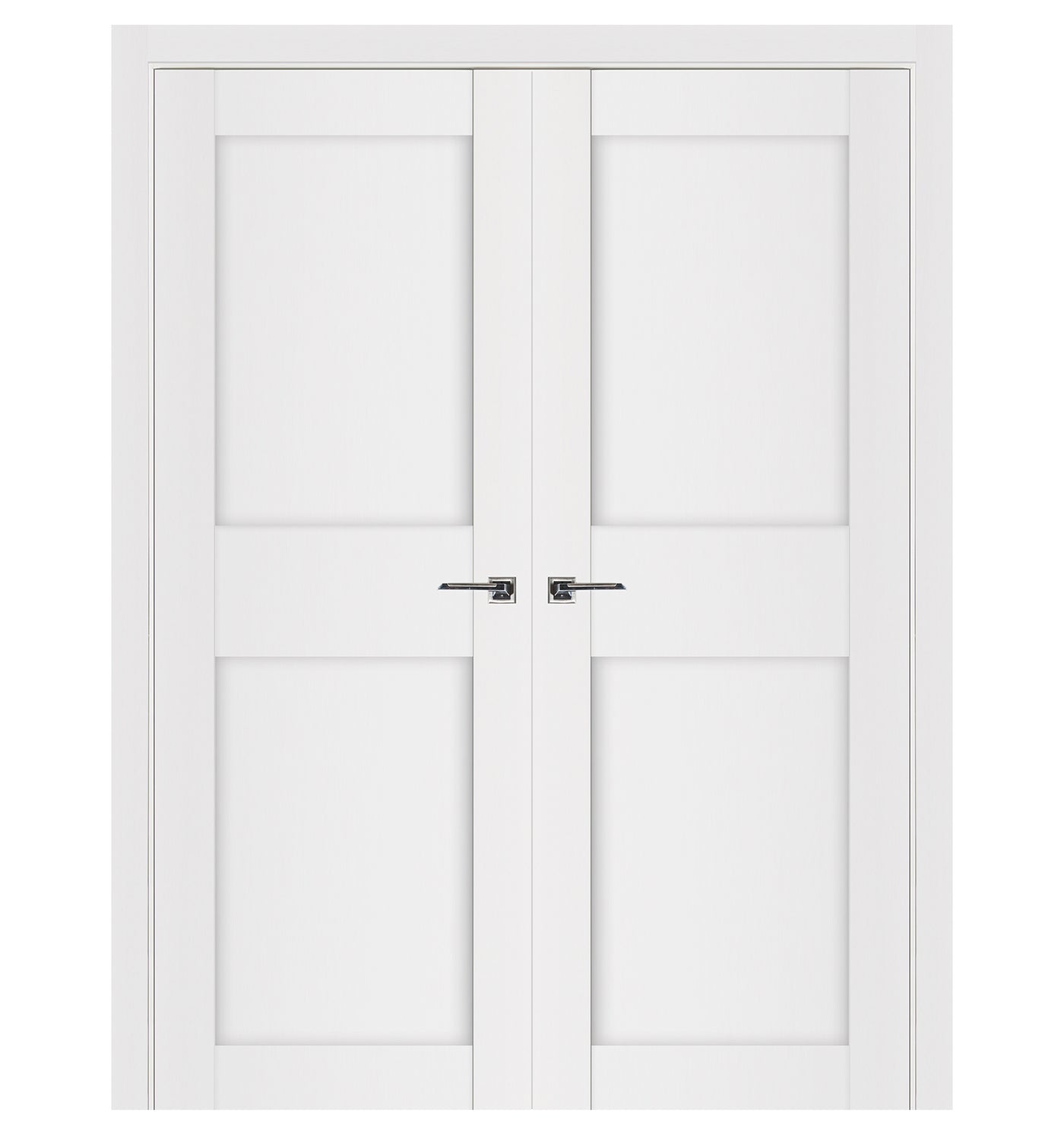 Nova Stile 043 Soft White Laminated Modern Double Pre-Hung Door - Doors and Beyond