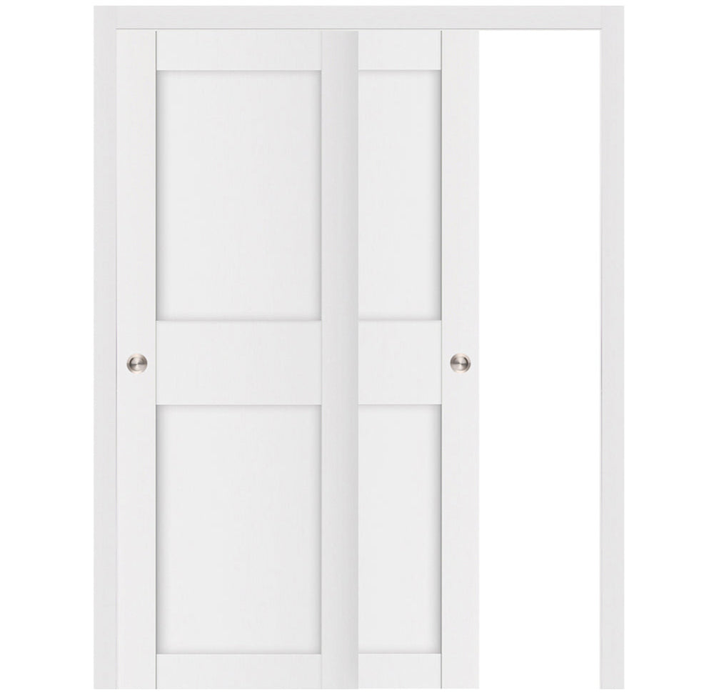 Nova Stile 043 Soft White Laminated Modern Bypass Door - Doors and Beyond