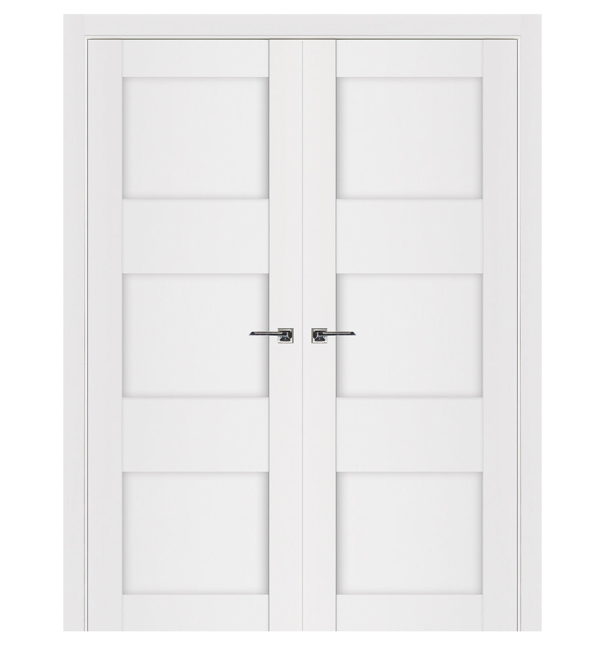 Nova Stile 044 Soft White Laminated Modern Double Pre-Hung Door
