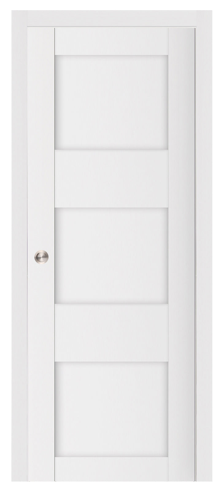 Nova Stile 044 Soft White Laminated Modern Pocket Door - Doors and Beyond
