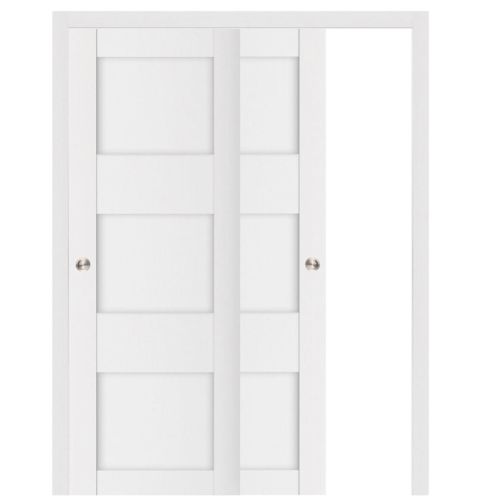 Nova Stile 044 Soft White Laminated Modern Bypass Door - Doors and Beyond