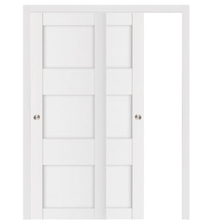 Nova Stile 044 Soft White Laminated Modern Bypass Door - Doors and Beyond
