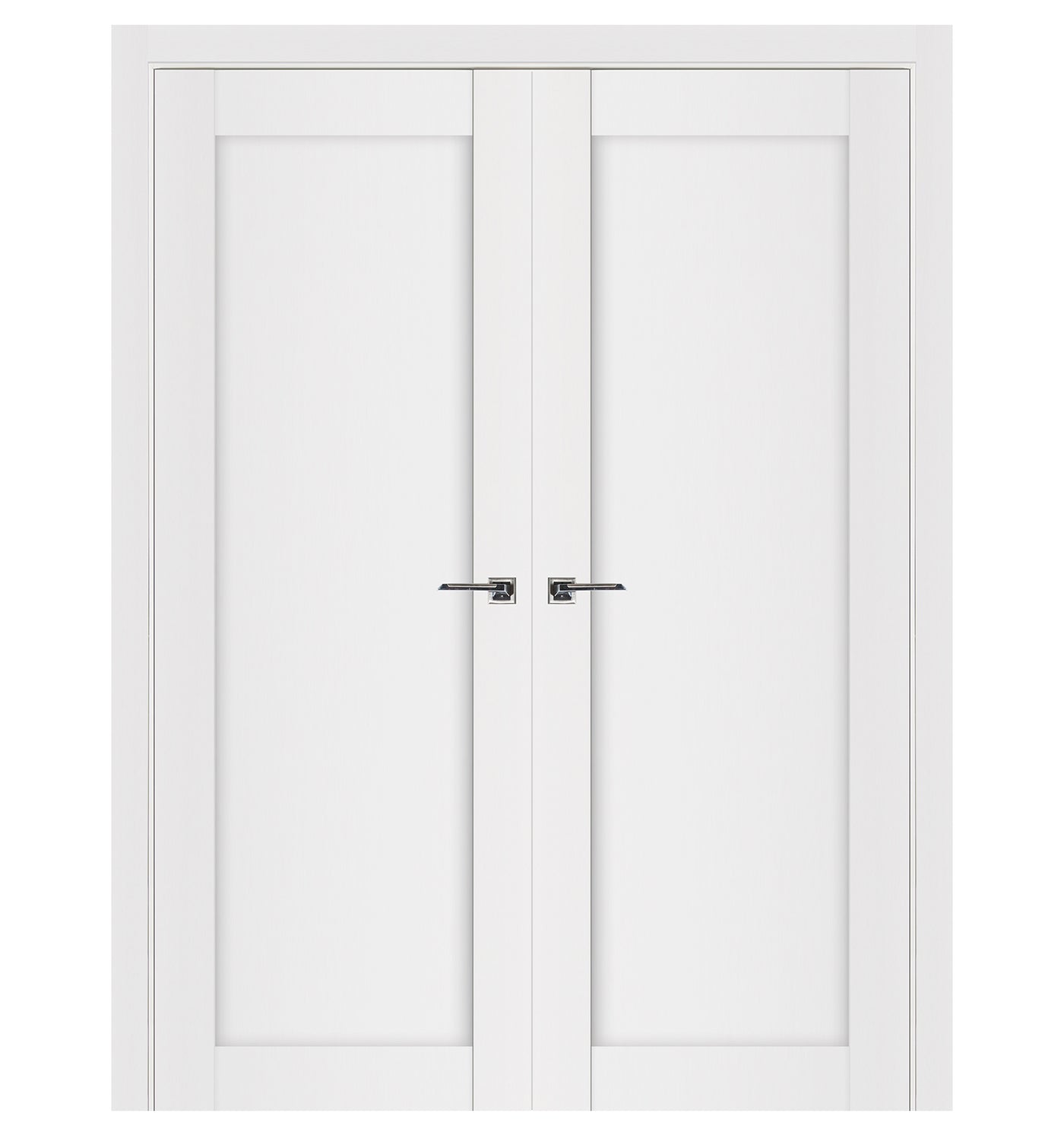 Nova Stile 054 Soft White Laminated Modern Double Pre-Hung Door - Doors and Beyond