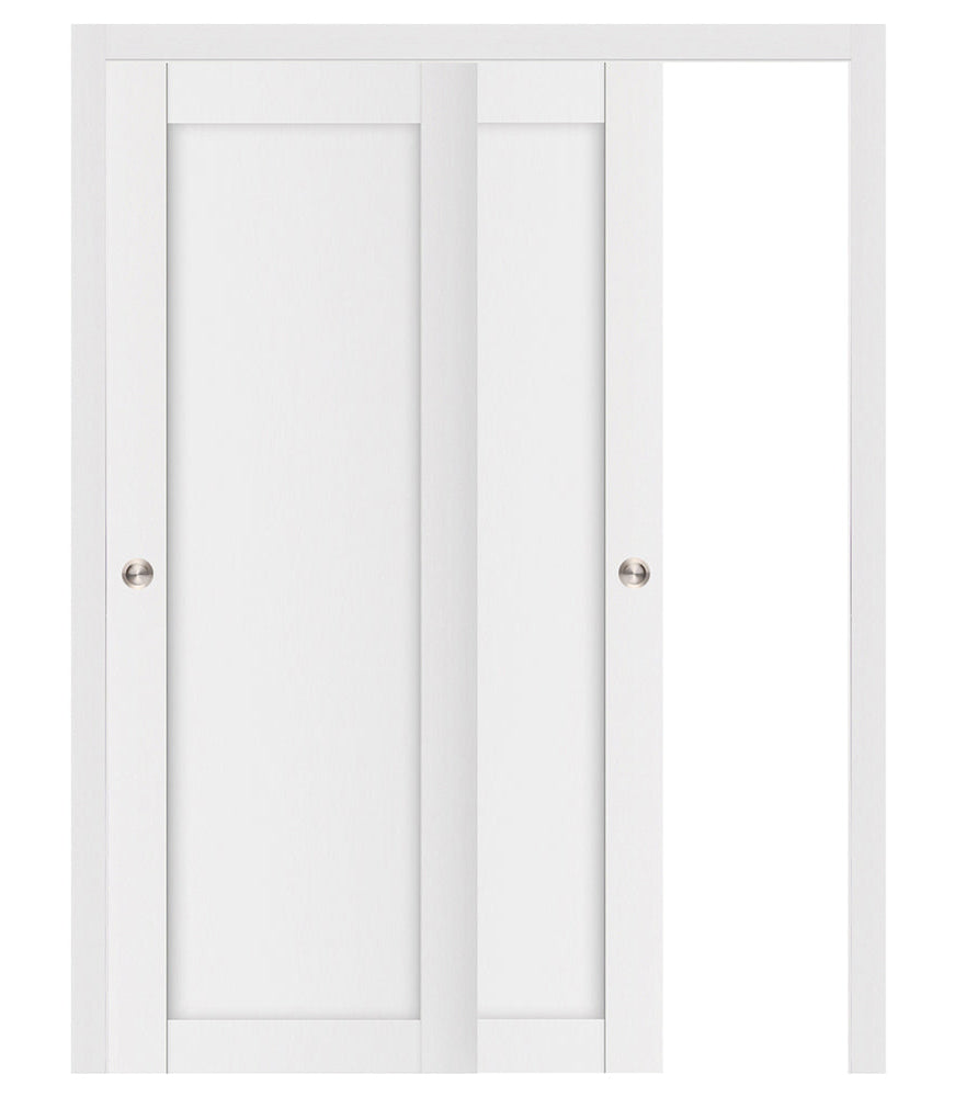 Nova Stile 054 Soft White Laminated Modern Bypass Door - Doors and Beyond