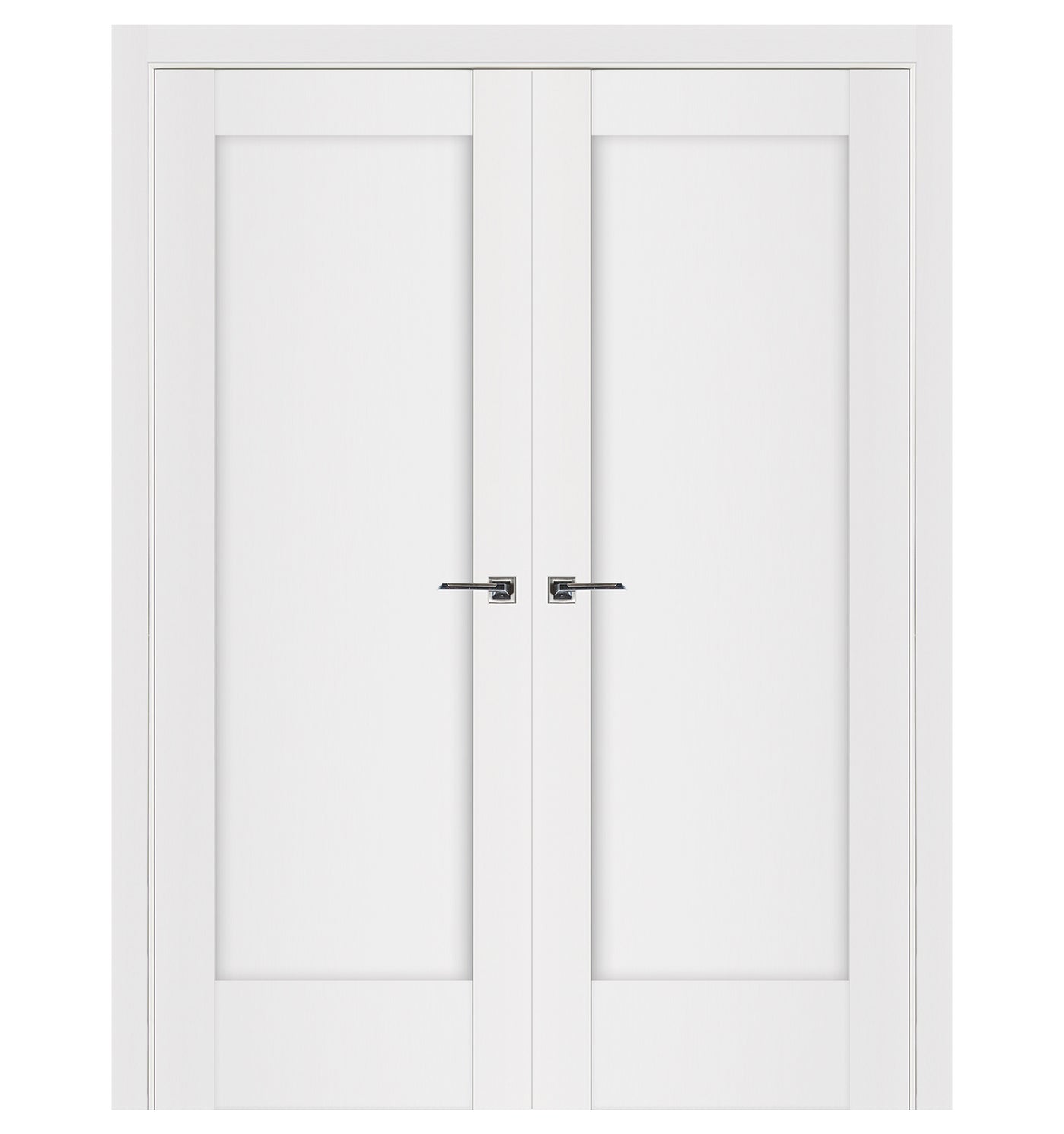 Nova Stile 059 Soft White Laminated Modern Double Pre-Hung Door - Doors and Beyond