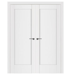 Nova Stile 059 Soft White Laminated Modern Double Pre-Hung Door - Doors and Beyond