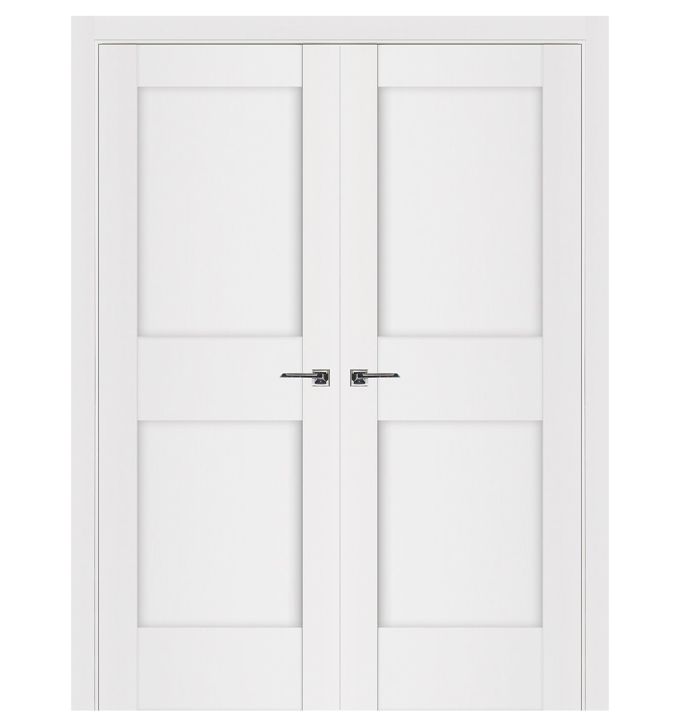 Nova Stile 023 Soft White Laminated Modern Double Pre-Hung Door - Doors and Beyond