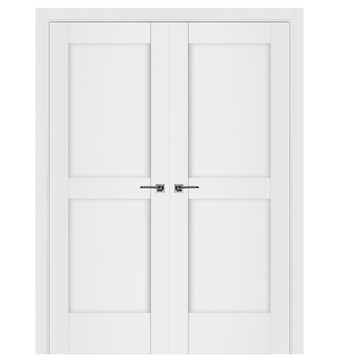 Nova Stile 024 Soft White Laminated Modern Double Pre-Hung Door - Doors and Beyond