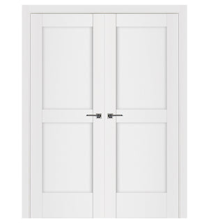 Nova Stile 024 Soft White Laminated Modern Double Pre-Hung Door - Doors and Beyond