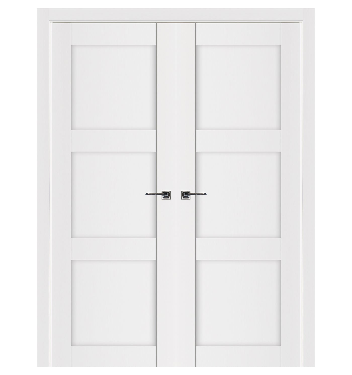 Nova Stile 025 Soft White Laminated Modern Double Pre-Hung Door - Doors and Beyond