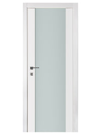 Nova Triplex 001 Soft White Laminated Modern Pre-Hung Door - Doors and Beyond