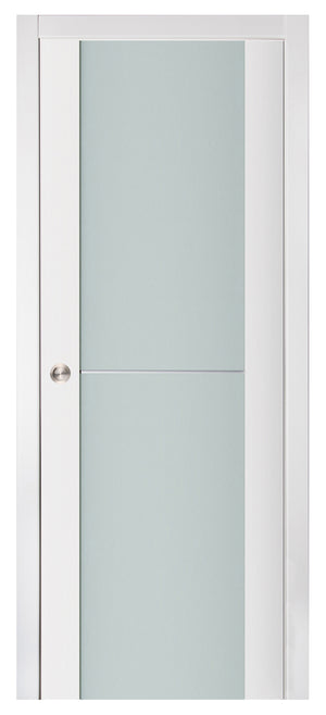 Nova Triplex 002 Soft White Laminated Modern Pocket Door - Doors and Beyond