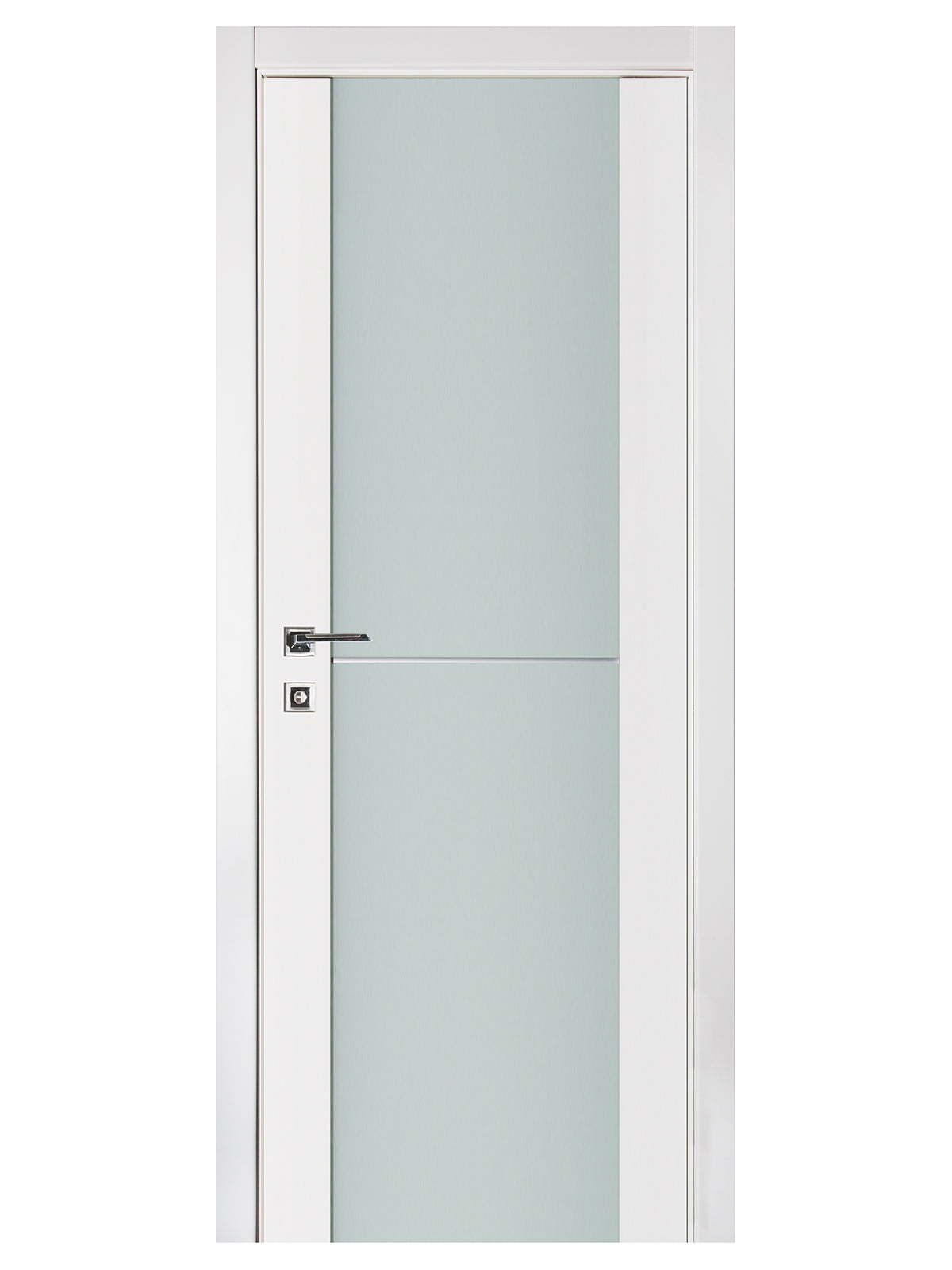 Nova Triplex 002 Soft White Laminated Modern Pre-Hung Door - Doors and Beyond