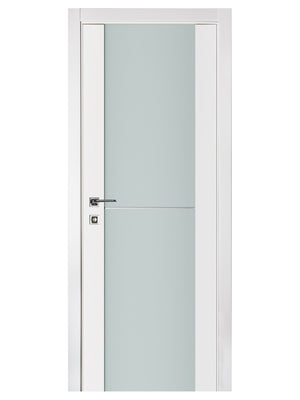 Nova Triplex 002 Soft White Laminated Modern Pre-Hung Door - Doors and Beyond
