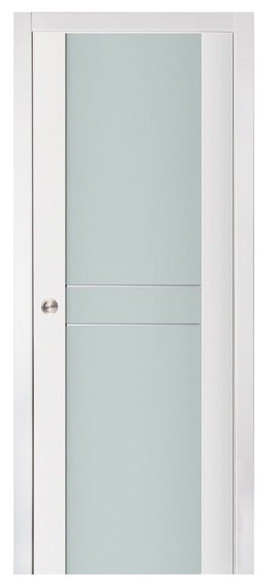 Nova Triplex 003 Soft White Laminated Modern Pocket Door - Doors and Beyond
