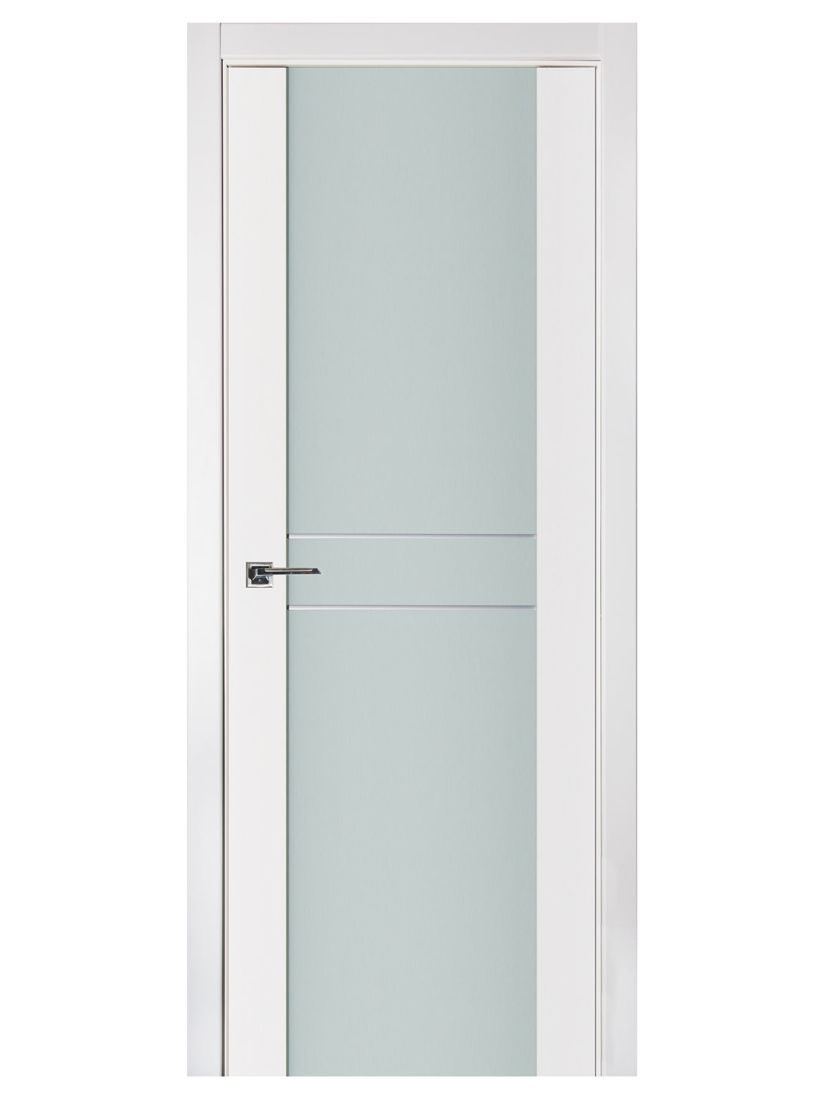 Nova Triplex 003 Soft White Laminated Modern Pre-Hung Door - Doors and Beyond